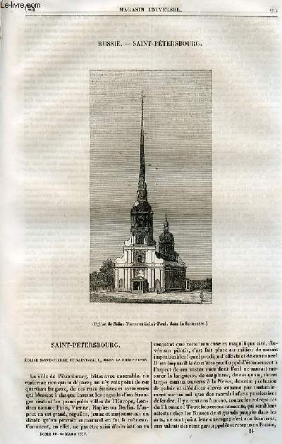 Le magasin universel - tome quatrime - Livraison n24 - Russie - Saint Petersbourg - Eglise Saint Pierre et Saint Paul dans la forteresse.