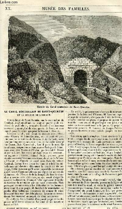 Le muse des familles - lecture du soir - 1re srie - livraison n20 - Le canal souterrain de Saint Quentin et la source de l'escaut.