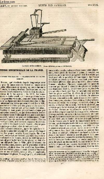 Le muse des familles - lecture du soir - 1re srie - livraison n35 - Histoire industrielle de la France - fabrication des glaces - la manufacture de Saint Gobain.
