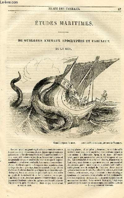 Le muse des familles - lecture du soir - 1re srie - livraison n03 - Etudes maritimes de quelques animaux apocryphes et fabuleux de la mer, suivre.