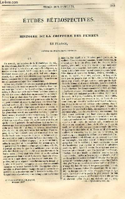 Le muse des familles - lecture du soir - 1re srie - livraison n40 - Etudes rtrospectives - Histoire de la coiffure des femmes en France depuis Clovis jusqu' Henri II.