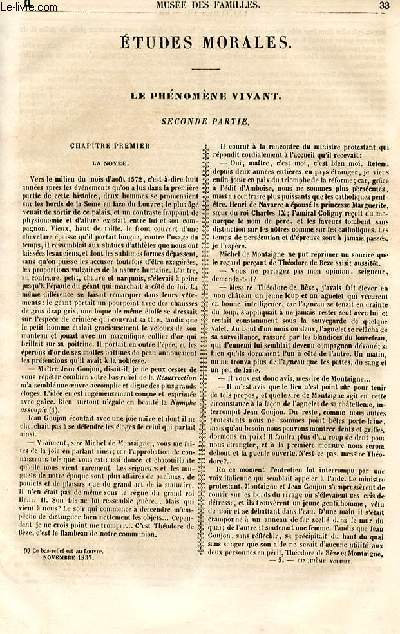 Le muse des familles - lecture du soir - 1re srie - livraisons n05 et 06 - Etudes morales - le phnomne vivant, suite - second partie par Berthoud.