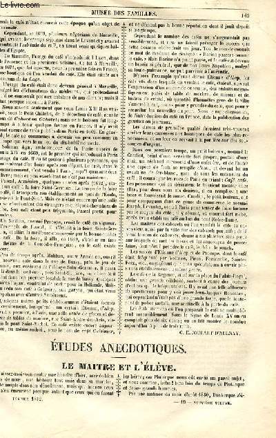 Le muse des familles - lecture du soir - 1re srie - livraison n19 et 20 - Du caf en orient et en Europe (mlanges) par Joubart d'Aulnay,suite et fin par Joubart d'Aulnay.