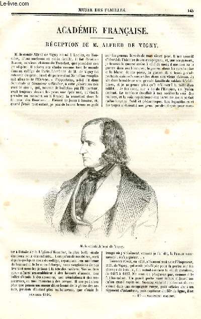 Le muse des familles - lecture du soir - deuxime srie - livraison n19 et 20 - Acadmie franaise - rception d' Alfred de Vigny.