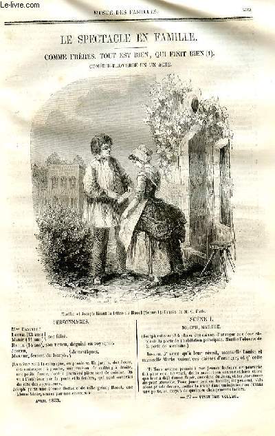 Le muse des familles - lecture du soir - deuxime srie - livraisons n27 et 28 - Le spectacle en famille - Comme Frres - Tout est bien qui finit bien , comdie proverbe en un acte par J.J. POrchat.