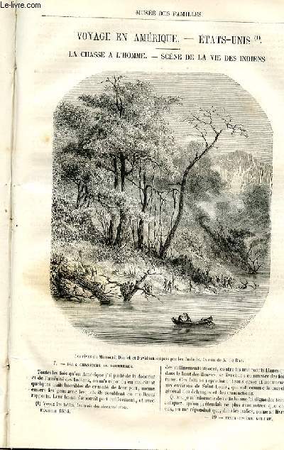 Le muse des familles - lecture du soir - deuxime srie - livraison n19 - Voyage en Amrique - Etats Unis : La chasse  l'homme - scne de la vie des indiens par Xavier Eyma.