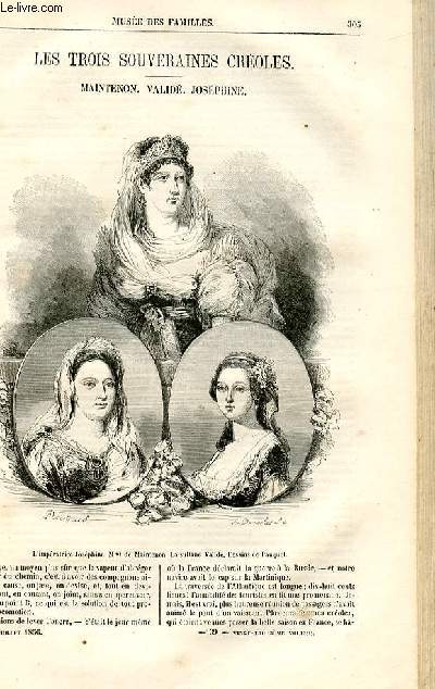 Le muse des familles - lecture du soir - livraison n39 et 40 - Les trois souveraines croles : maintenon, Valid et Josphine par Charles Beaufrand.