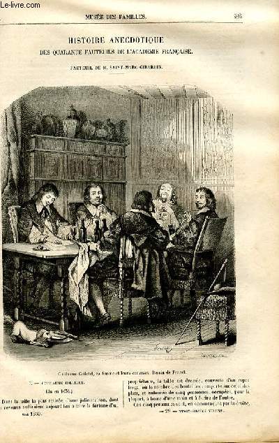 Le muse des familles - lecture du soir - livraisons n29 et 30 - Histoire anecdotique des quarantes fauteuils de l'Acadmie Franaise - Fauteuil de SAint MArc Girardin par Fournel, suivre.