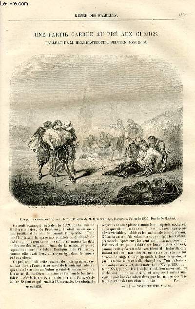 Le muse des familles - lecture du soir - livraison n24 - Une partie carre au pr aux clercs, tableau de Herbersthofer, peintre hongrois par P.Chevalier (petit article).