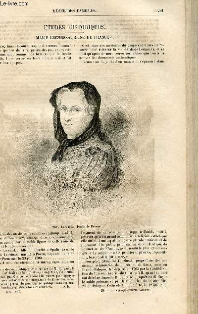 Le muse des familles - lecture du soir - livraison n36 - Etudes historiques - Marie Leczinska, reine de France par Dondey - Dupr.
