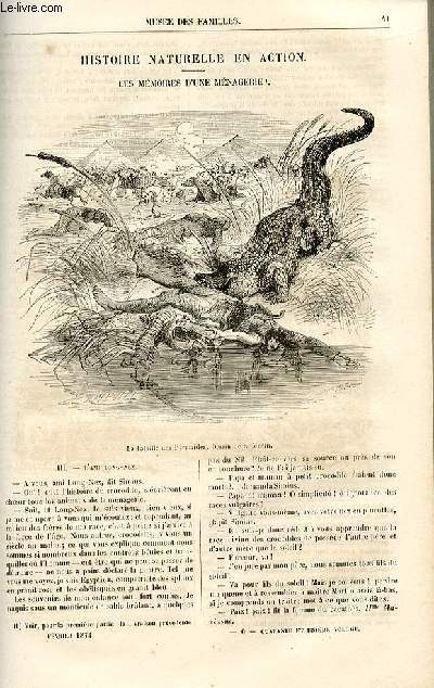 Le muse des familles - lecture du soir - livraisons n06 et 07 - Histoire naturelle en action - les mmoires d'une mnagerie par De La Blanchre,suite.