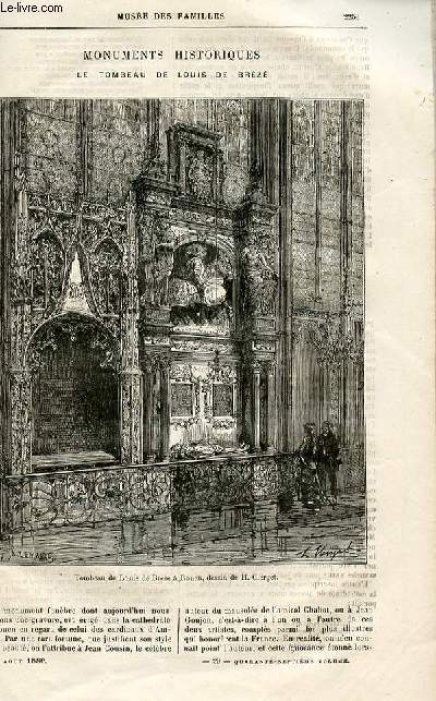 Le muse des familles - lecture du soir - livraison n29 - Monuments historiques - Le tombeau de Louis de Brz par Raymond.