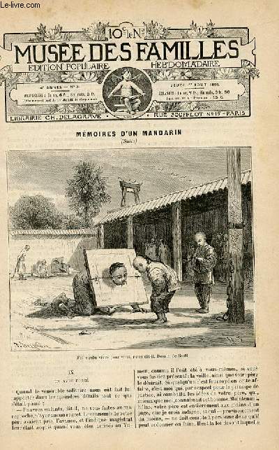 Le musée des familles - édition populaire hebdomadaire - livraison n°31 - Mémoires d'un mandarin par Eugène Muller,suite.
