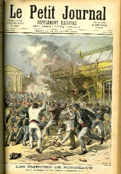 LE PETIT JOURNAL - supplment illustr numro 33 - LES EMEUTES DE BORDEAUX (UN KIOSQUE BRULE PLACE D'AQUITAINE) - LE SUICIDE DE FRANCFORT-SUR-LE-MEIN (UNE FEMME DEVOREE PAR UN OURS BLANC)