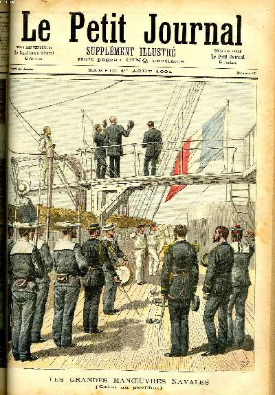 LE PETIT JOURNAL - supplment illustr numro 36 - LES GRANDES MANOEUVRES NAVALES, SALUT AU PAVILLON - TOUT POUR COLOMBINE, TABLEAU DE M. VOLLON FILS
