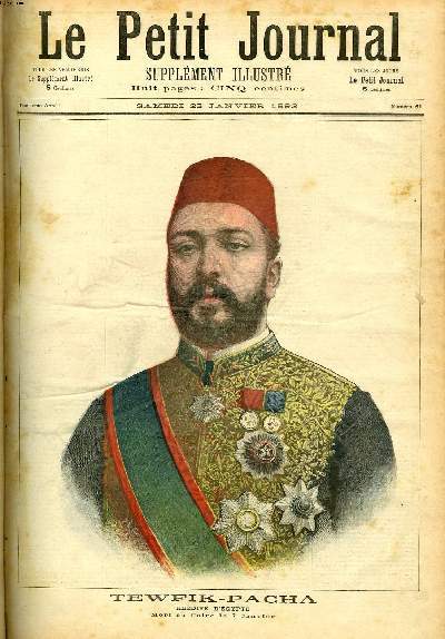 LE PETIT JOURNAL - supplment illustr numro 61 - TEWFIK-PACHA, KHEDIVE D'EGYPTE, MORT AU CAIRE LE 7 JANVIER - LES MYSTERES DE KHARTOUM (EVASION DES PRISONNIERS DU MAHDI)