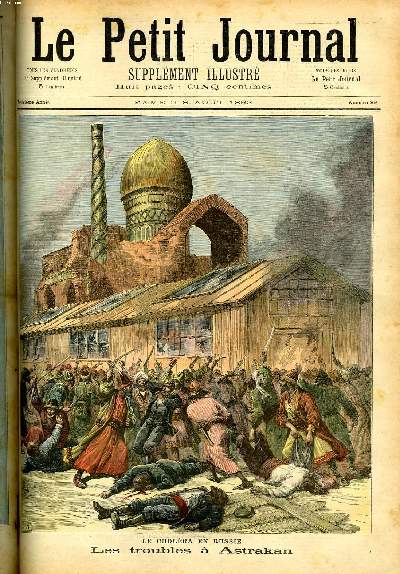 LE PETIT JOURNAL - supplment illustr numro 89 - LE CHOLERA EN RUSSIE, LES TROUBLES A ASTRAKAN - LA PALAIS DE FONTAINEBLEAU, ARRIVEE DU PRESIDENT DE LA REPUBLIQUE