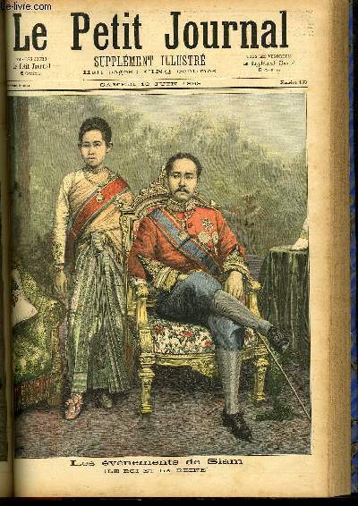 LE PETIT JOURNAL - supplment illustr numro 133 - LES EVENEMENTS DE SIAM (LE ROI ET LA REINE) - INAUGURATION DU PORT DE TUNIS