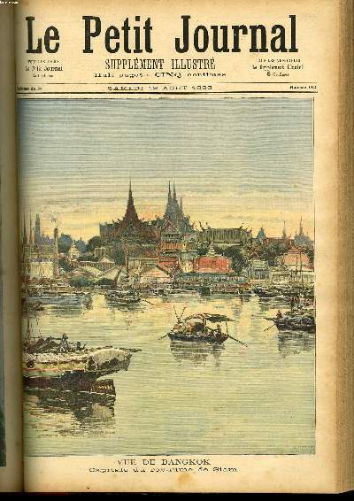 LE PETIT JOURNAL - supplment illustr numro 142 - VUE DE BANGKOK, CAPITALE DU ROYAUME DE SIAM - CARTE DU ROYAUME DE SIAM. (AM)