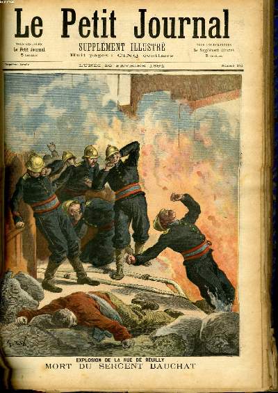 LE PETIT JOURNAL - supplment illustr numro 171 - EXPLOSION DE LA RUE DE REUILLY, MORT DU SERGENT BAUCHAT - UNE BOMBE AU CAFE TERMINUS