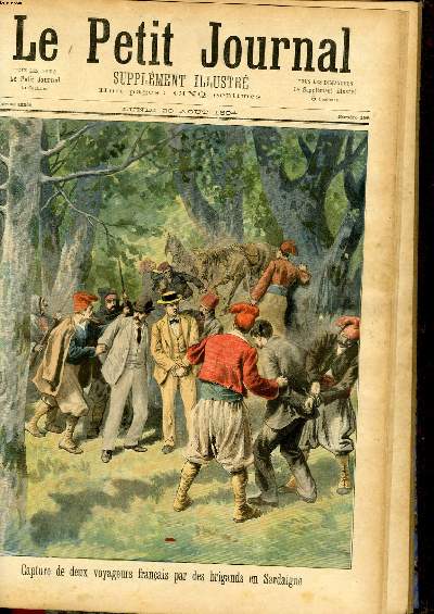 LE PETIT JOURNAL - supplment illustr numro 196 - CAPTURE DE DEUX VOYAGEURS FRANCAIS PAR DES BRIGANDS EN SARDAIGNE - LE CYCLISME EMPLOYE EN AEROSTATION