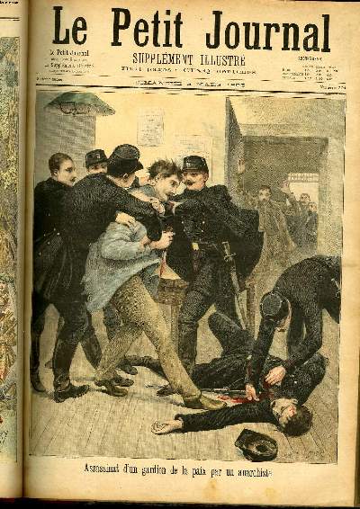 LE PETIT JOURNAL - supplment illustr numro 224 - ASSASSINAT D'UN GARDIEN DE LA PAIX PAR UN ANARCHISTE - CONCOURS AGRICOLE DE 1895, UN TAUREAU ECHAPPE