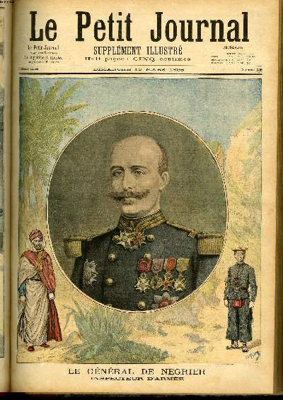 LE PETIT JOURNAL - supplment illustr numro 225 - LE GENERAL DE NEGRIER, INSPECTEUR D'ARMEE - GENDARME ET BRACONNIER