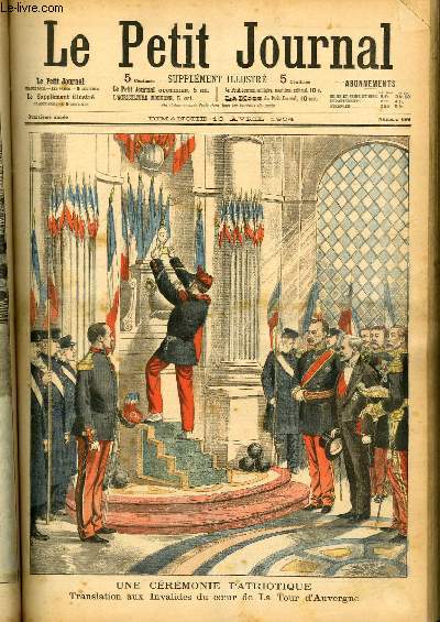 LE PETIT JOURNAL - supplment illustr numro 699 - UNE CEREMONIE PATRIOTIQUE: TRANSLATION AUX INVALIDES DU COEUR DE LA TOUR D'AUVERGNE