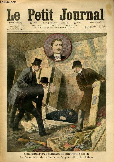 LE PETIT JOURNAL - supplment illustr numro 1005 - ASSASSINAT D'UN GARCON DE RECETTE A LILLE - UNE MERE ARRACHE SES DEUX ENFANTS AUX FLAMMES