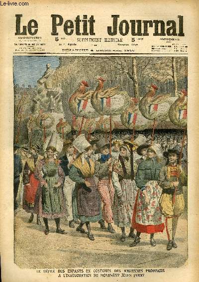 LE PETIT JOURNAL - supplment illustr numro 1046 - LE DEFILE DES ENFANTS EN COSTUMES DES ANCIENNES PROVINCES, A L'INAUGURATION DU MONUMENT JULES FERRY - EXECUTION DU DOCTEUR CRIPPEN