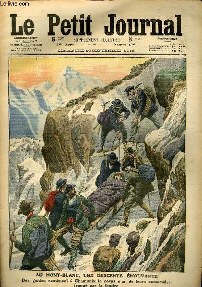 LE PETIT JOURNAL - supplment illustr numro 1086 - AU MONT-BLANC, UNE DESCENTE EMOUVANTE - AU SIAM, CAPTURE D'UN ELEPHANT BLANC