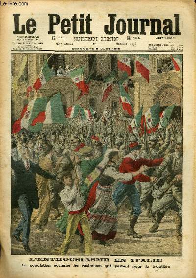 LE PETIT JOURNAL - supplément illustré numéro 1276 - L'ENTHOUSIASME EN ITALIE - PROCEDES DE SAUVAGES