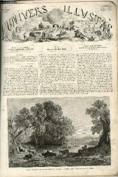 L'UNIVERS ILLUSTRE - PREMIERE ANNEE N 1 - Le soir, tableau de Claude Lorrain. (de la collection W.Hope; vendu le 11 mai 1858  M.F. Laneuville.)