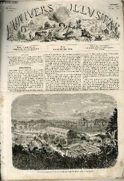 L'UNIVERS ILLUSTRE - PREMIERE ANNEE N 2 - Vue gnrale de la ville et de la rade de Hong-Kong ( voir page 14).