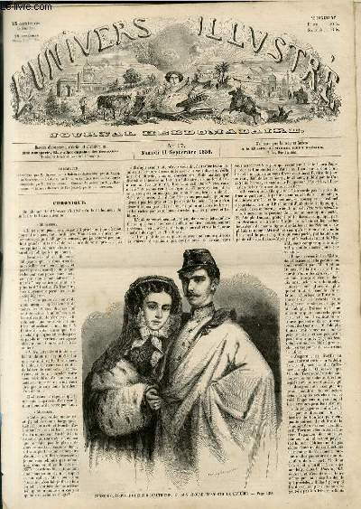 L'UNIVERS ILLUSTRE - PREMIERE ANNEE N 17 - Franois-Joseph, empereur d'Autriche, et son pouse Elisabeth de Bavire