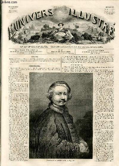 L'UNIVERS ILLUSTRE - DEUXIEME ANNEE N° 49 Portrait de Rembrandt