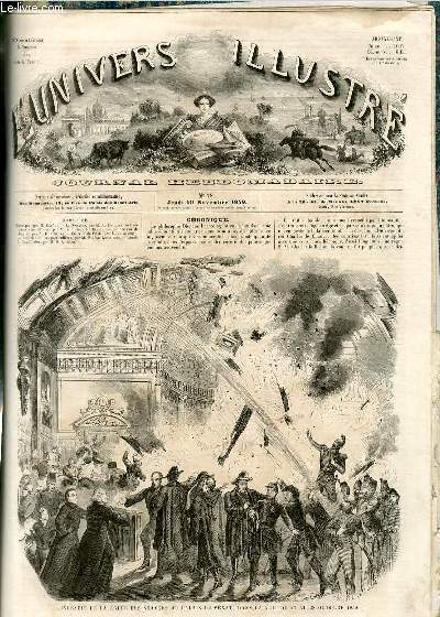 L'UNIVERS ILLUSTRE - DEUXIEME ANNEE N 78 - Incendie de la salle des snaces au palais du snat, dans la nuit du 27 au 28 Octobre 1859