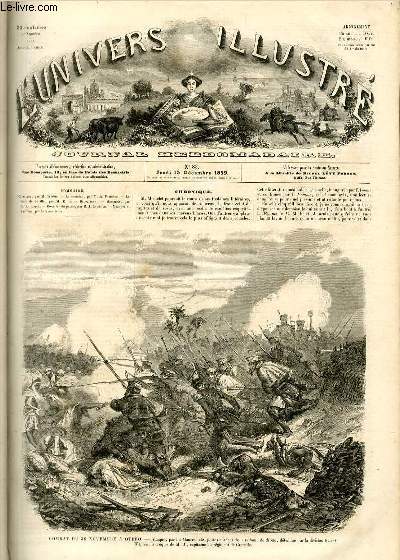 L'UNIVERS ILLUSTRE - DEUXIEME ANNEE N 83 - Combat du 30 Novembre  Otero - Attaque, par les Maures, des postes avancs de la redoute de droite, dfendue par la division Gasset, d'aprs un croquis de M.D., capitaine au rgiment de Grenade.