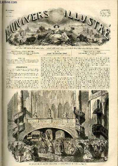 L'UNIVERS ILLUSTRE - TROISIEME ANNEE N 87 - La neuvaine de Sainte Genevive  Saint-Etienne du Mont.