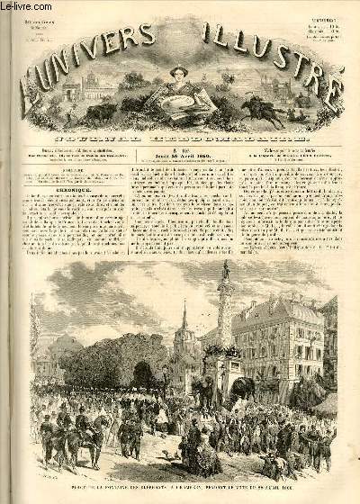 L'UNIVERS ILLUSTRE - TROISIEME ANNEE N 102 - Place de la fontaine des lphants,  Chambry, pendant le vote du 22 Avril 1860.