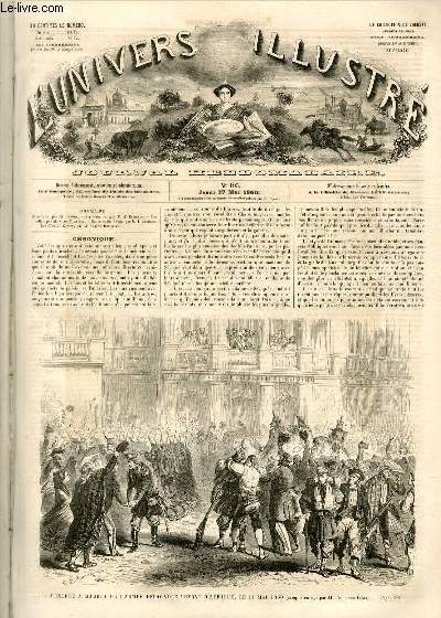 L'UNIVERS ILLUSTRE - TROISIEME ANNEE N 105 - Rentre  Madrid de l'arme Espagnole venant d'Afrique, le 11 Mai 1860 ( croquis envoy par M.Francesco Velas)
