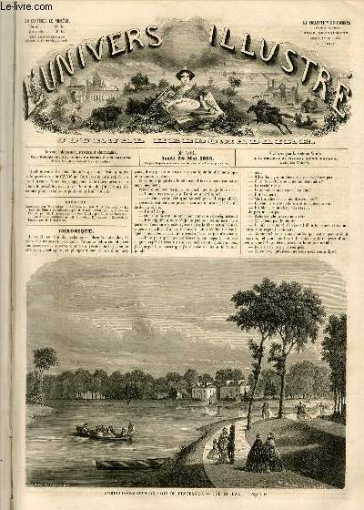 L'UNIVERS ILLUSTRE - TROISIEME ANNEE N 106 - Embellissements du bois de Vincennes - vue du lac.