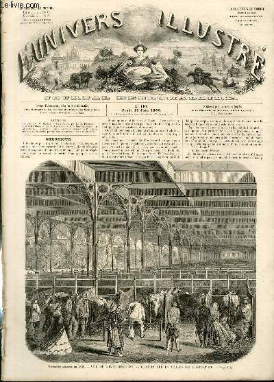 L'UNIVERS ILLUSTRE - TROISIEME ANNEE N 110 - Exposition agricole de 1860, Vue de l'intrieur de la grande nef du palais de l'industrie.