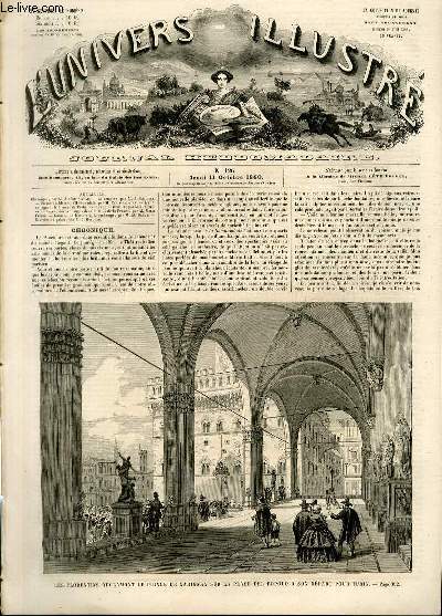 L'UNIVERS ILLUSTRE - TROISIEME ANNEE N 126 - Les florentins acclamant le prince de Carignan sur la place del Popolo  son dpart pour Turin.