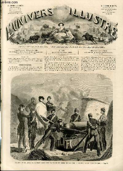 L'UNIVERS ILLUSTRE - QUATRIEME ANNEE N 144 - Le roi et la reine de Naples dans une batterie du ct de la mer,  Gaete, le 22 Janvier 1861.