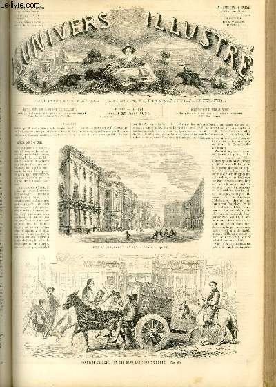L'UNIVERS ILLUSTRE - QUATRIEME ANNEE N 171 Esquisse Chinois : un Cab dans les rues de Pkin