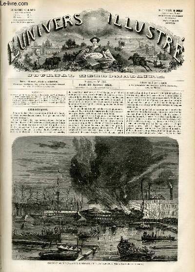 L'UNIVERS ILLUSTRE - CINQUIEME ANNEE N 193 Incendie du Santi-Pietri,  Toulon, le 6 janvier 1862
