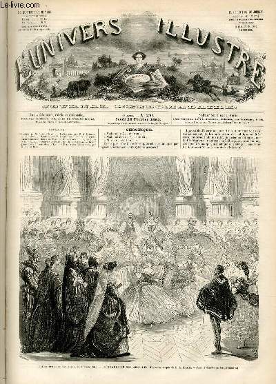 L'UNIVERS ILLUSTRE - SIXIEME ANNEE N 250 Bal costum aux Tuileries, le 9 Fvrier 1863
