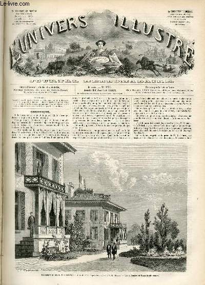 L'UNIVERS ILLUSTRE - SIXIEME ANNEE N 271 Rsidence de S. M. L'Empereur  Vichy