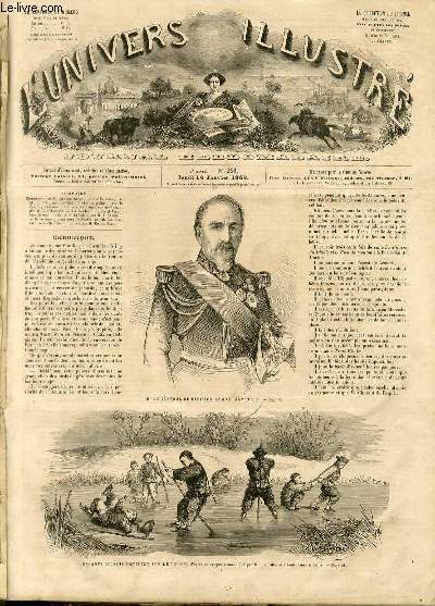 L'UNIVERS ILLUSTRE - SEPTIEME ANNEE N 296 - M. le Gnral de division Camou, Snateur - Enfants chinois patinant sur le Pei-Ho, d'aprs un croquis communiqu par M.F..., attach  l'intendance militaire.